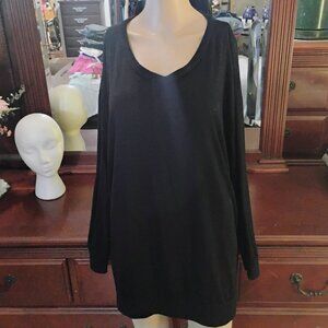 Black Long Sleeve Cotton/Polyester V-Neck Shirt